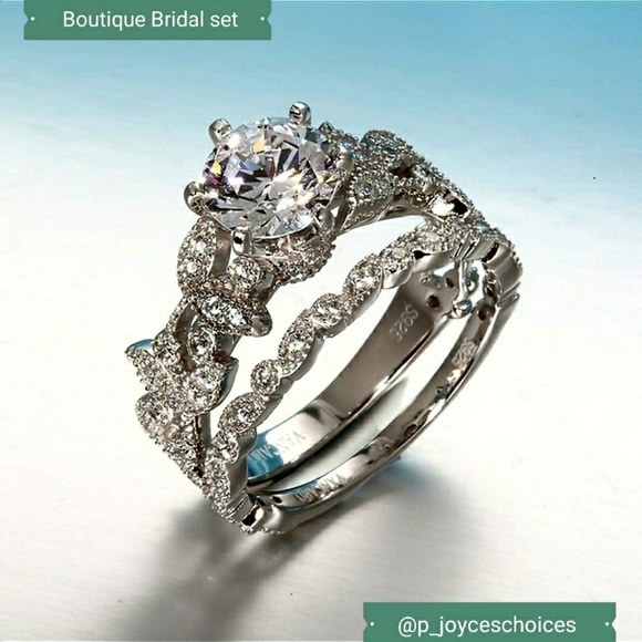 🎉RESTOCKED😊Wedding Ring Bridal Set in .925 SS - Picture 1 of 6